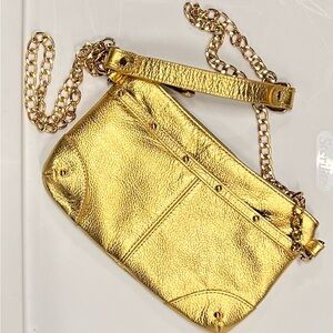 LEATHER - Metallic Gold Crossbody 9 x 6"
